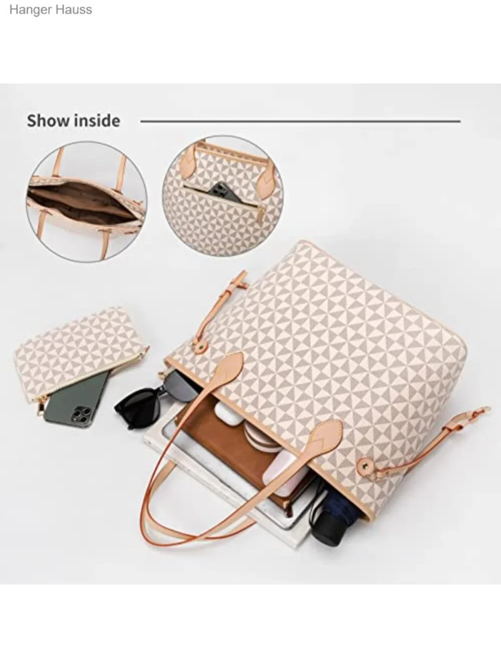 Leather Satchel Handbag with Wallet - Women's Designer Purse (Large)